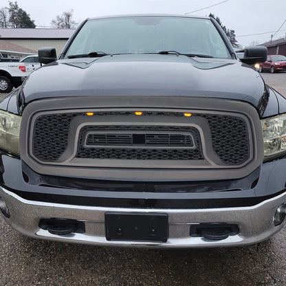 Rebel Style Front Grille W/Amber Led Lights For 2013-2018 Dodge Ram 1500| Amoffroad