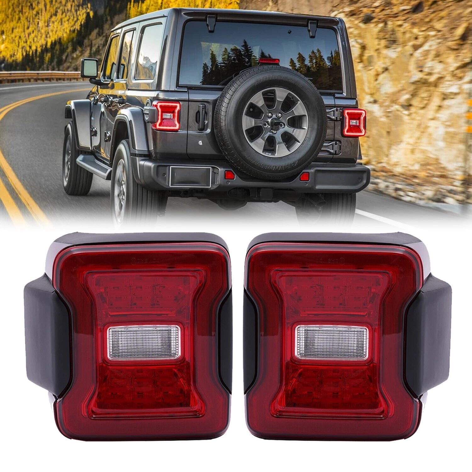 Red Lens LED Tail Lights For 18+ Jeep Wrangler JL | Amoffroad