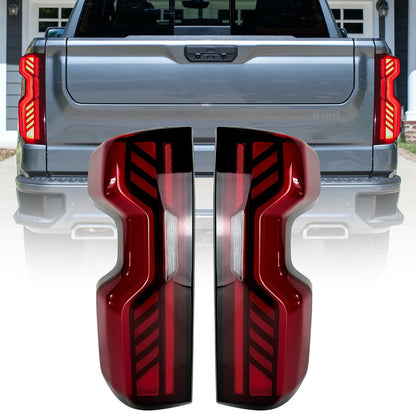 Red Lens LED Tail Lights W/ Start Animation For 2019–2026 Chevy Silverado 1500 & 2020–2026 Silverado 2500HD/3500HD | Amoffroad