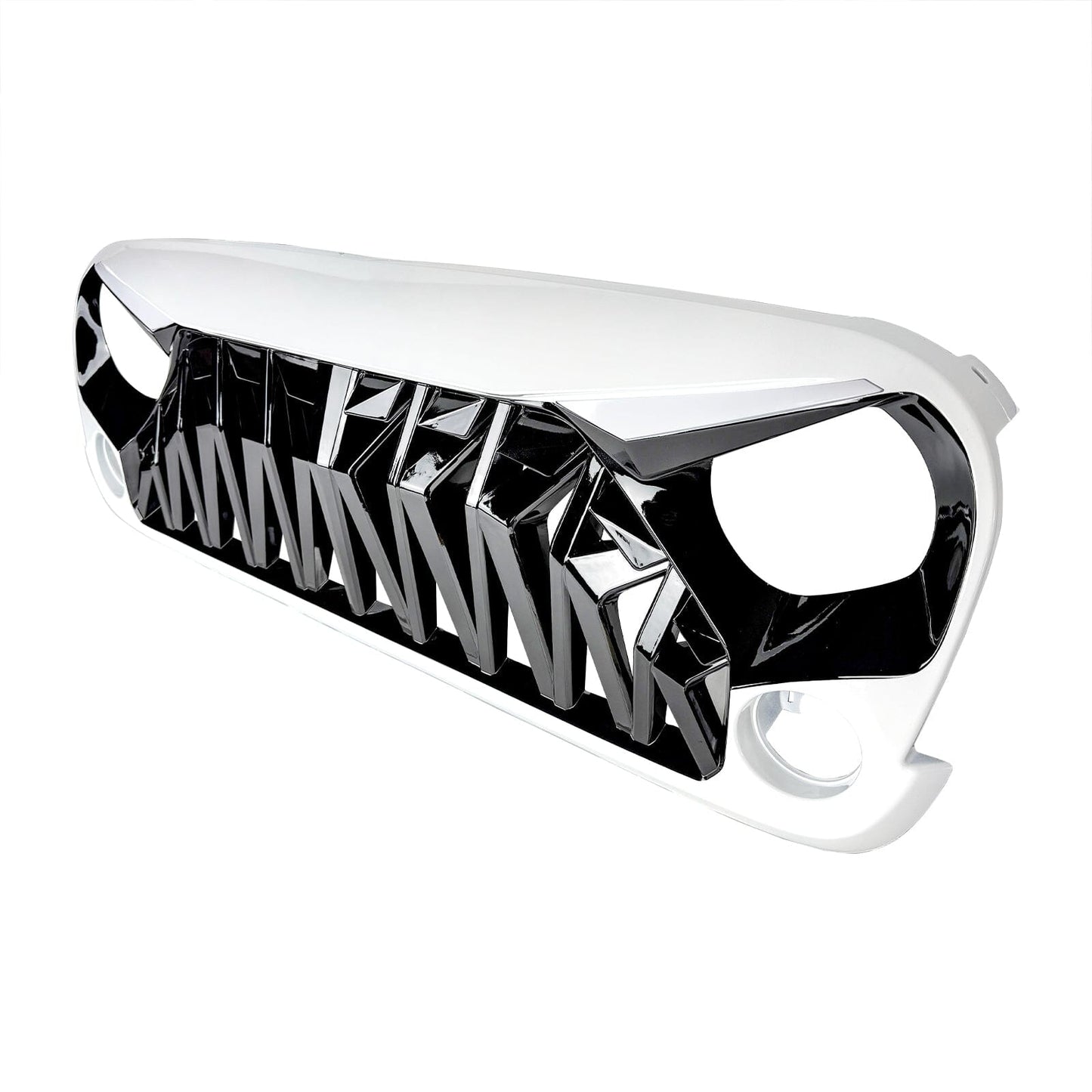 Shark Grille W/ LED Eyebrow DRL and Turn Signals - White & Black For 07-18 Jeep Wrangler JK | Amoffroad