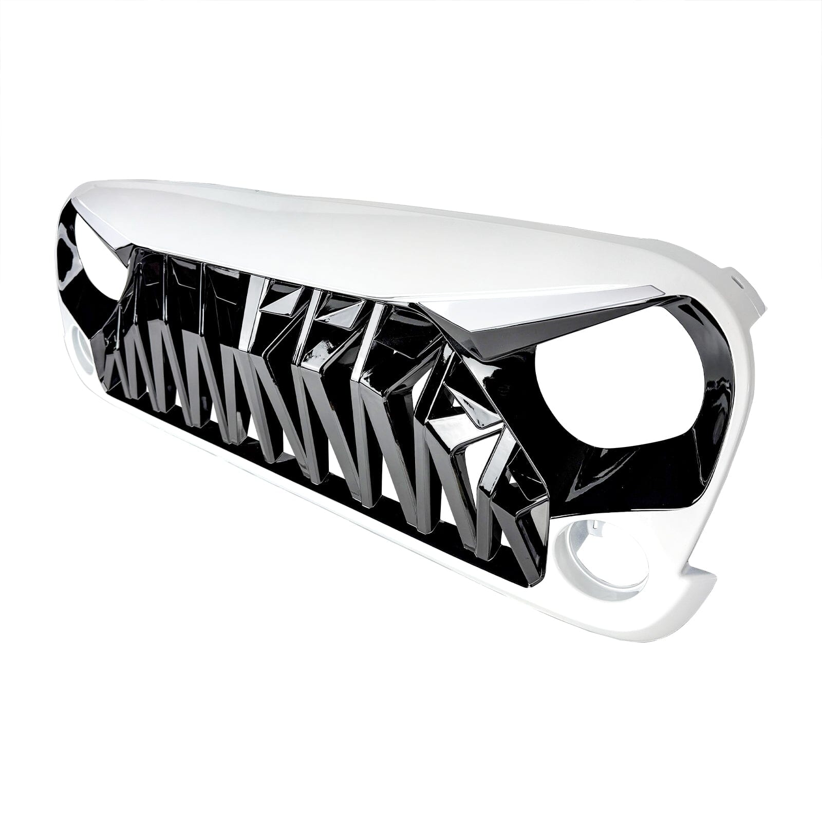 Shark Grille W/ LED Eyebrow DRL and Turn Signals - White & Black For 07-18 Jeep Wrangler JK | Amoffroad
