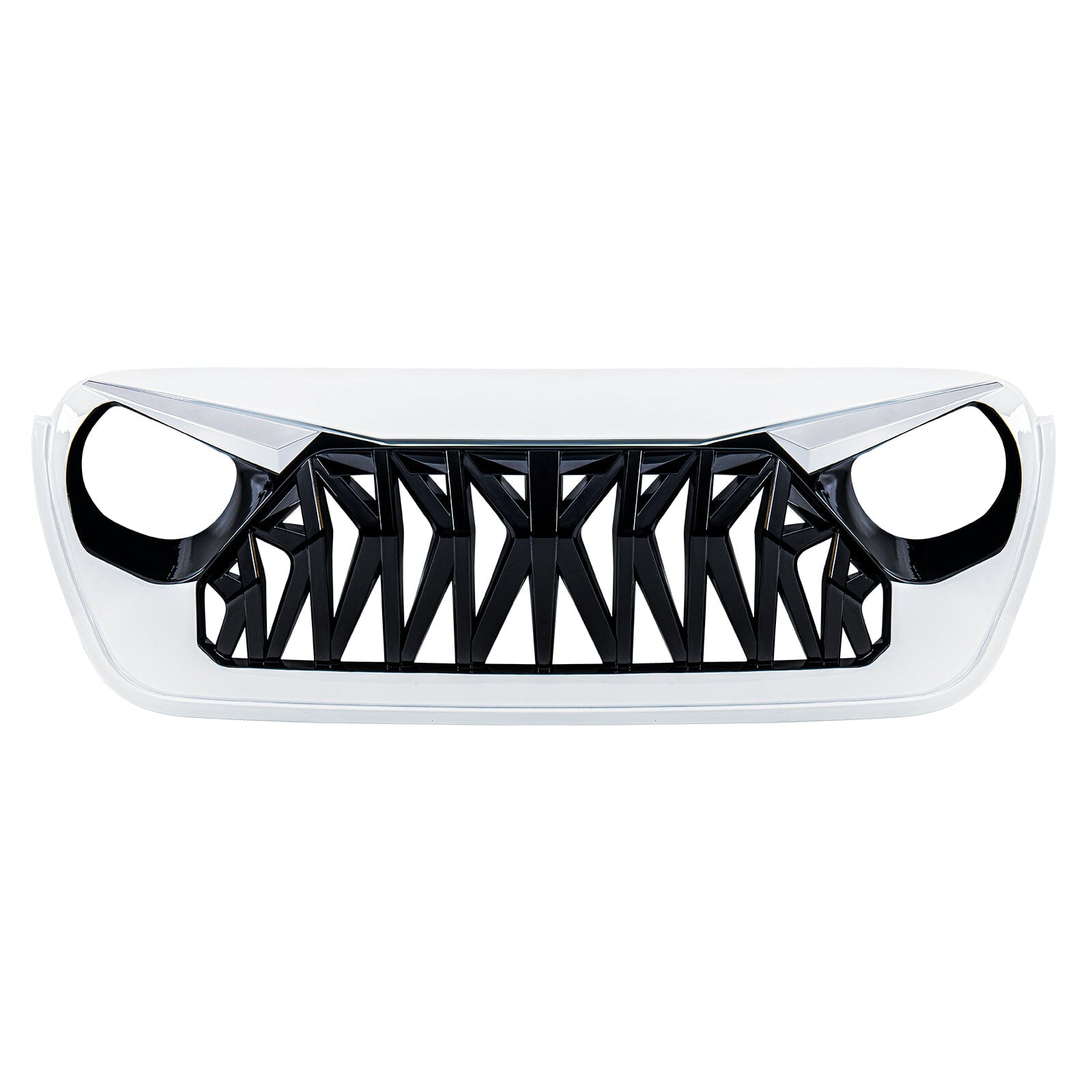Shark Grille W/ LED Eyebrow DRL and Turn Signals - White & Black For 18+ Jeep Wrangler JL & Gladiator JT | Amoffroad