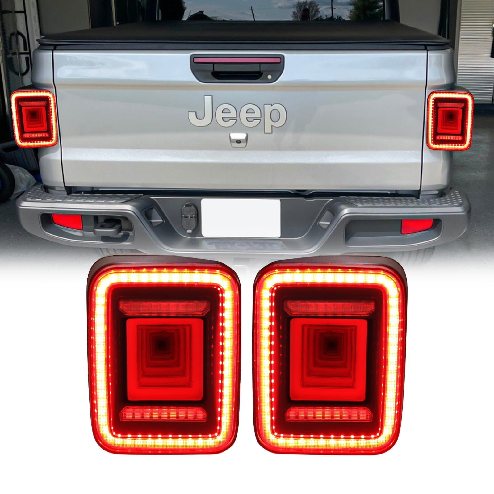 Smoked Cover Tunnel Tail Lights For 2020+ Jeep Gladiator JT | AM Off-Road