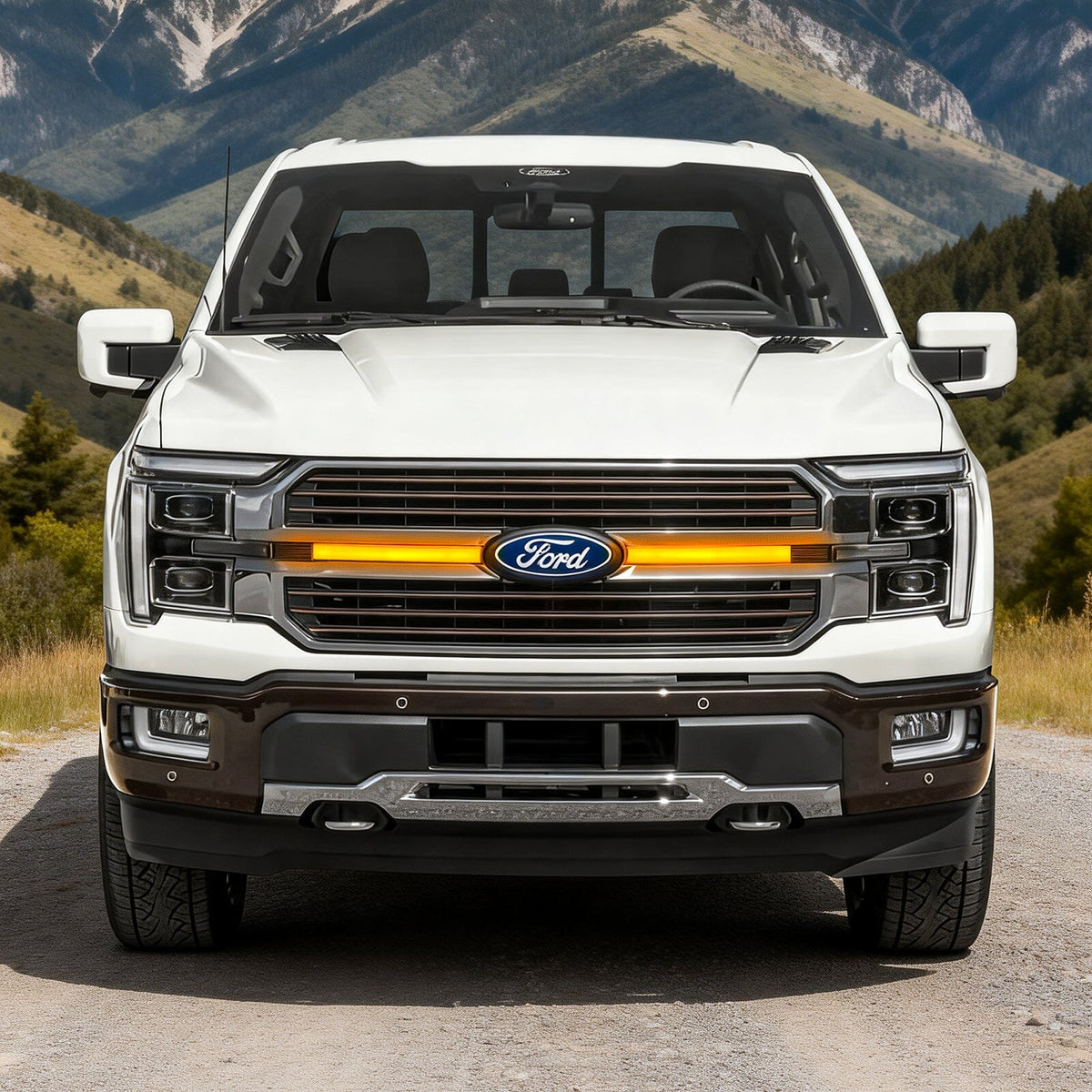 Smoked LED Amber Lights w/ Sequential Turn Signal For 2024+ Ford F-150 King Ranch/ Platinum | Amoffroad