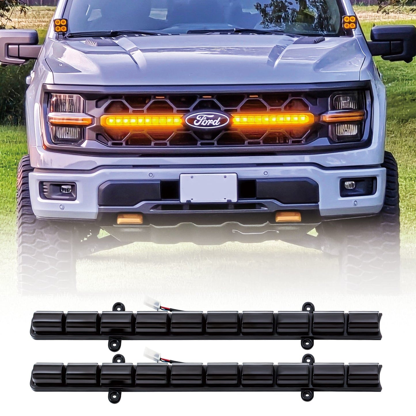 Smoked LED Amber Lights w/ Sequential Turn Signal For 24+ Ford F150 Tremor | AM Off-Road