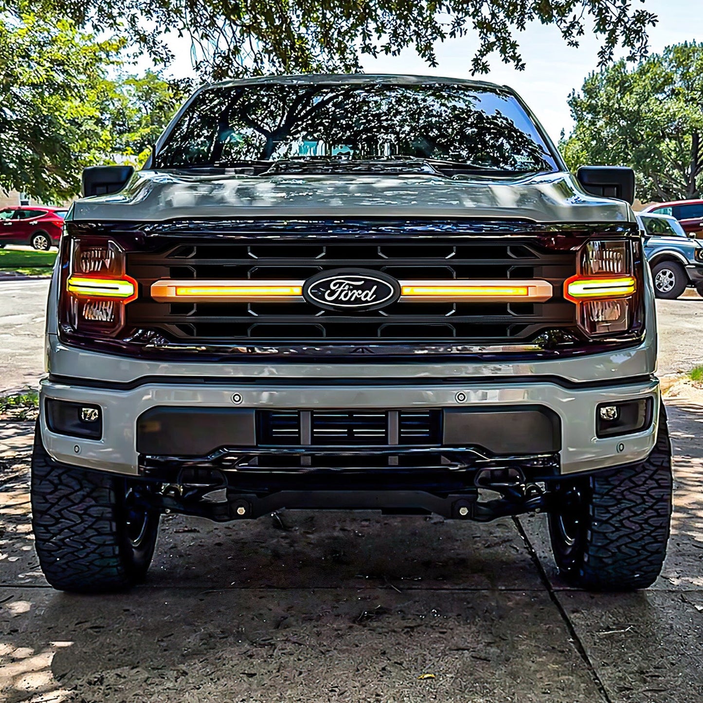 Smoked LED Grille Amber Lights W/ Sequential Turn Signal For 2024+ Ford F150 XLT | Amoffroad