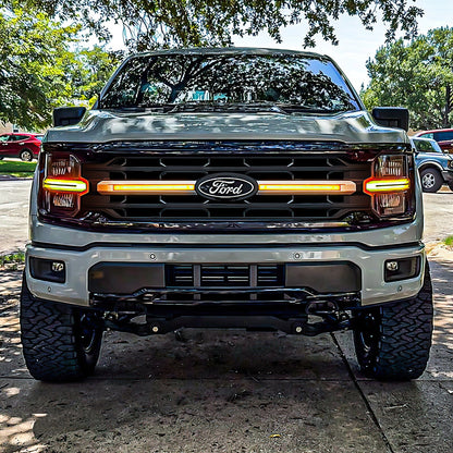 Smoked LED Grille Amber Lights W/ Sequential Turn Signal For 2024+ Ford F150 XLT | Amoffroad