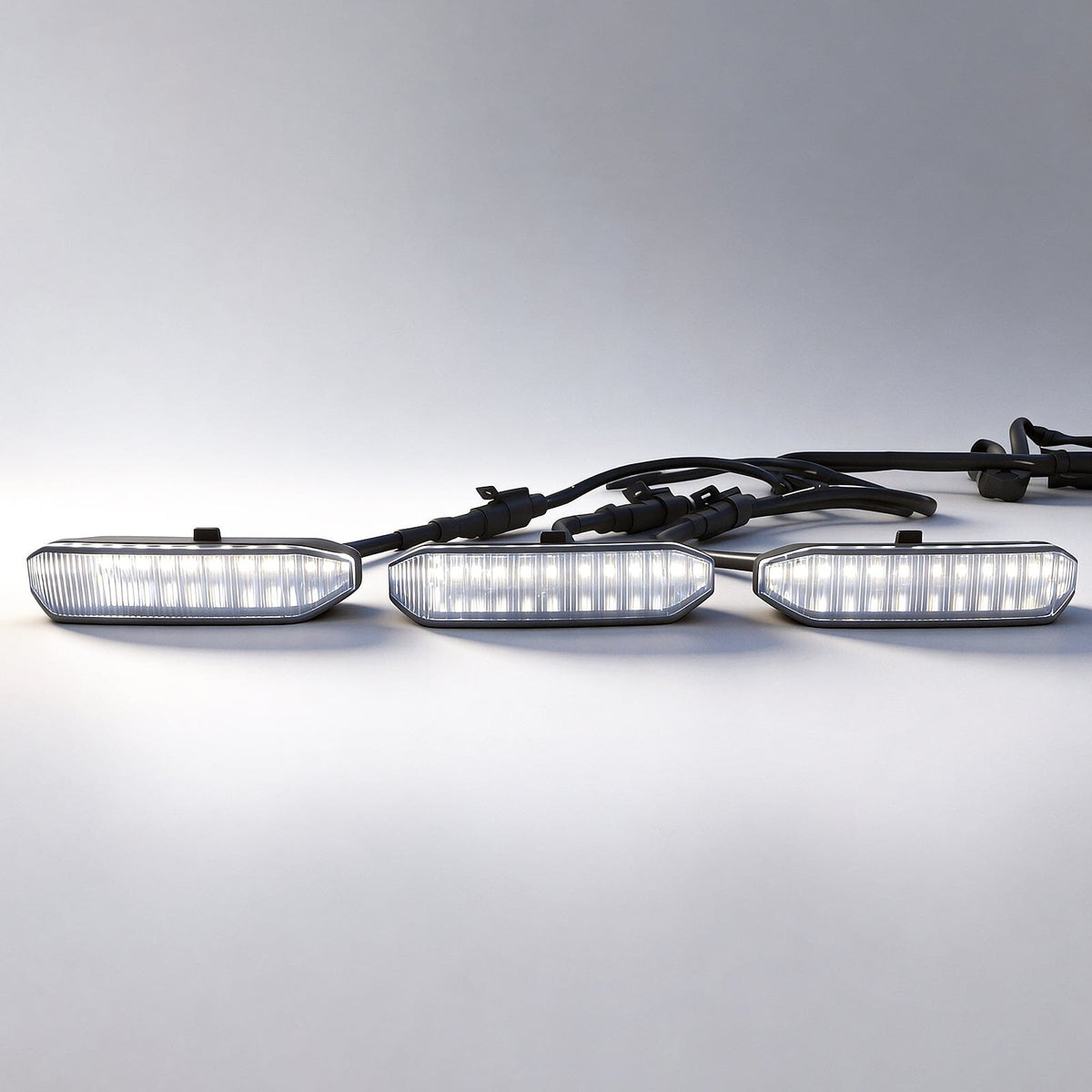 Smoked Lens White LED Raptor Style Grille Lights for 2024+ Ford F-150 STX (3PC Kit) | Amoffroad