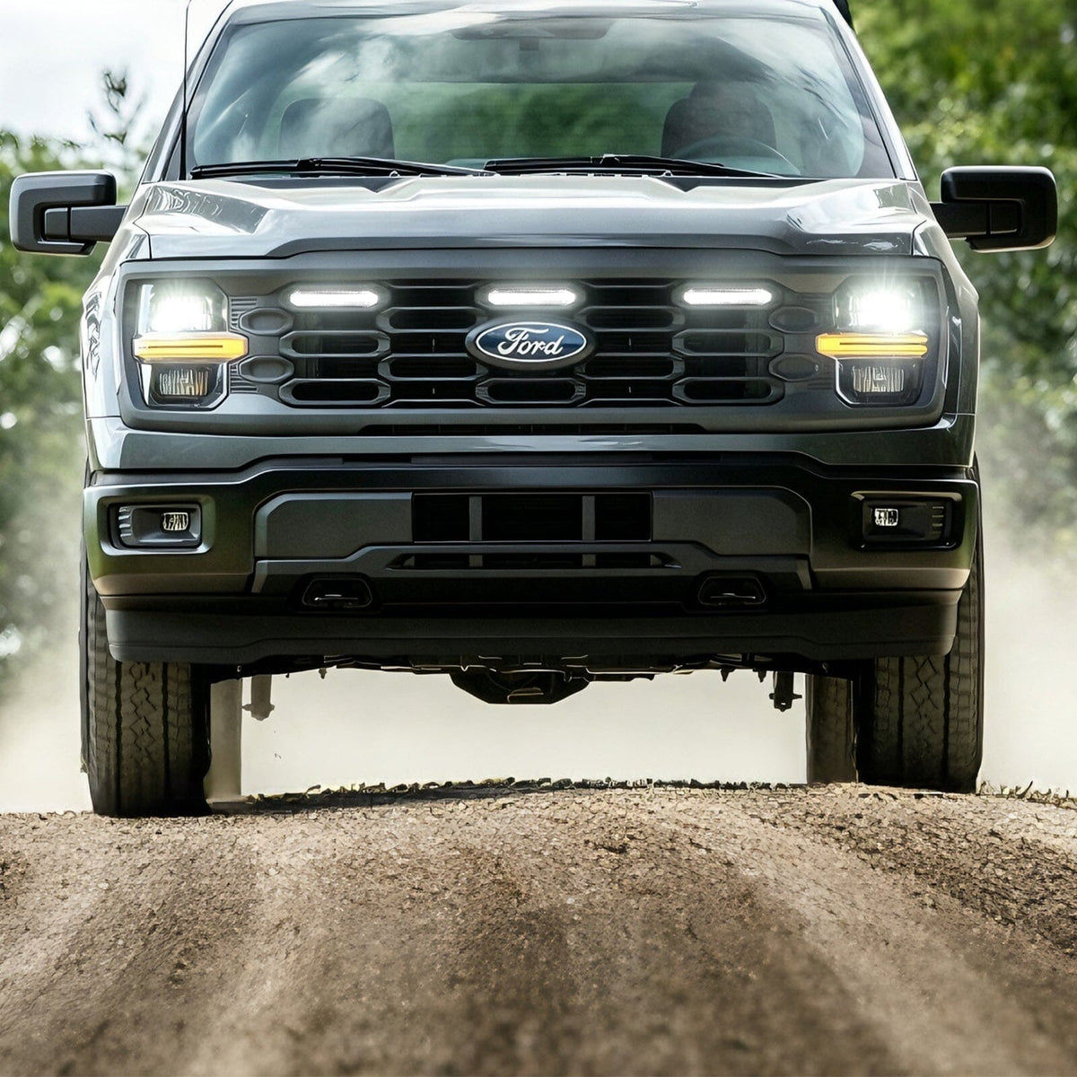 Smoked Lens White LED Raptor Style Grille Lights for 2024+ Ford F-150 XL(3PC Kit) | Amoffroad