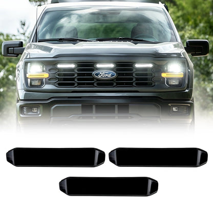 Smoked Lens White LED Raptor Style Grille Lights for 2024+ Ford F-150 XL(3PC Kit) | Amoffroad
