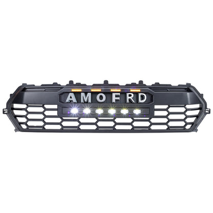 TRD PRO Style Front Grille w/ LED Off-Road Lights, Amber Lights and DIY Letters for 2024+ Toyota Tacoma- Matte Black | Amoffroad