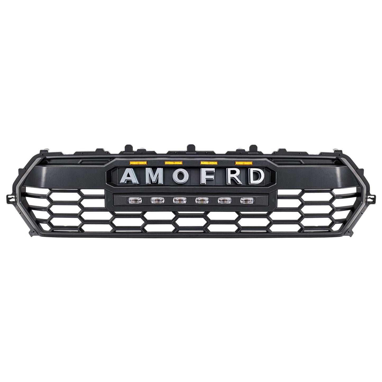 TRD PRO Style Front Grille w/ LED Off-Road Lights, Amber Lights and DIY Letters for 2024+ Toyota Tacoma- Matte Black | Amoffroad