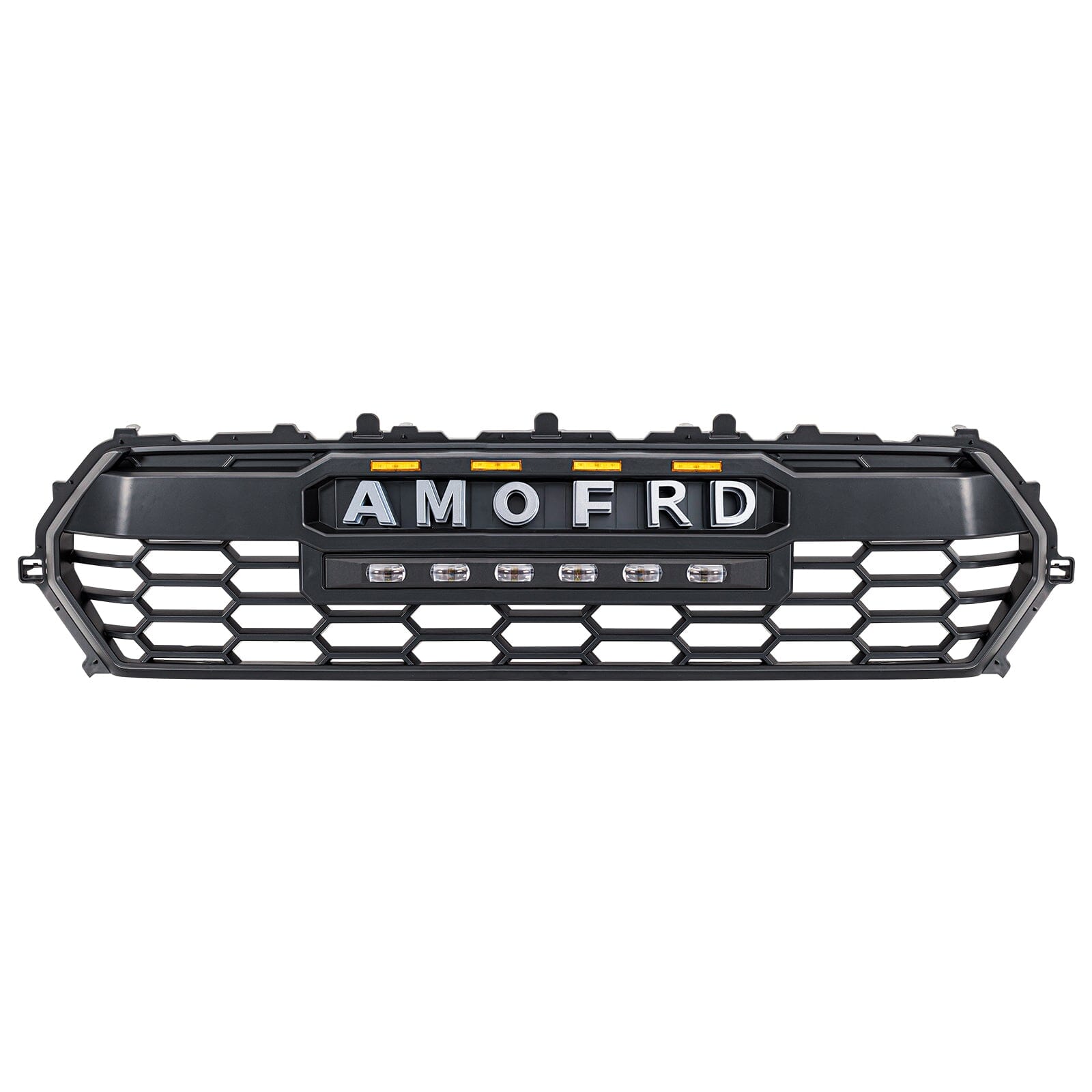 TRD PRO Style Front Grille w/ LED Off-Road Lights, Amber Lights and DIY Letters for 2024+ Toyota Tacoma- Matte Black | Amoffroad