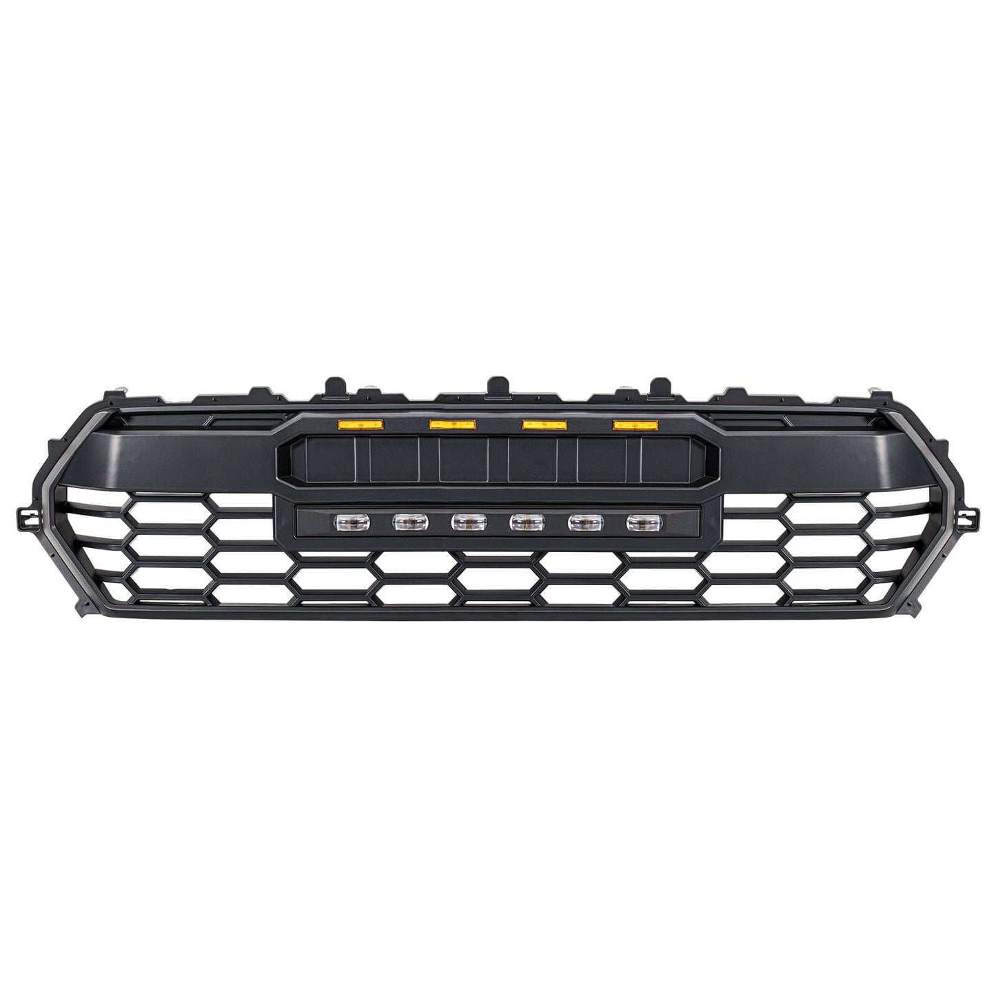 TRD PRO Style Front Grille w/ LED Off-Road Lights, Amber Lights and DIY Letters for 2024+ Toyota Tacoma- Matte Black | Amoffroad