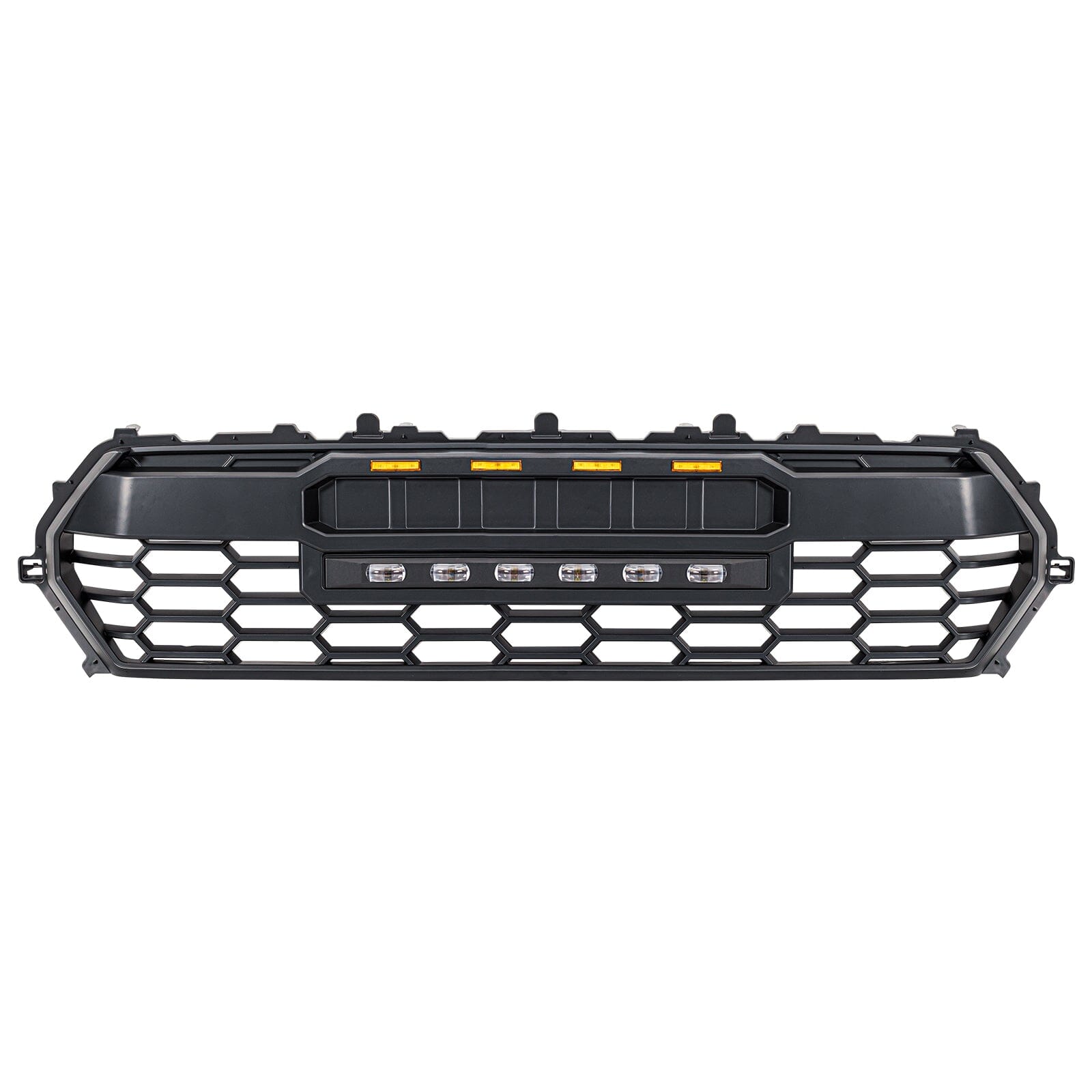 TRD PRO Style Front Grille w/ LED Off-Road Lights, Amber Lights and DIY Letters for 2024+ Toyota Tacoma- Matte Black | Amoffroad