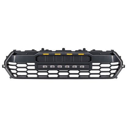 TRD PRO Style Front Grille w/ LED Off-Road Lights, Amber Lights and DIY Letters for 2024+ Toyota Tacoma- Matte Black | Amoffroad