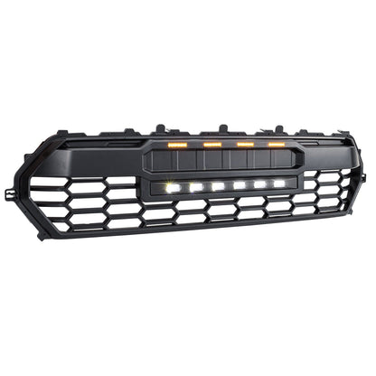 TRD PRO Style Front Grille w/ LED Off-Road Lights, Amber Lights and DIY Letters for 2024+ Toyota Tacoma- Matte Black | Amoffroad