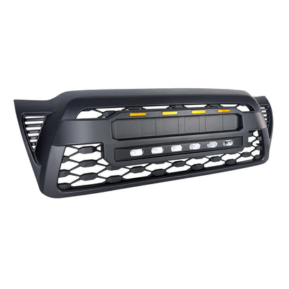 TRD PRO Style Grille w/ LED Off-Road Lights, Amber Lights and DIY Letters for 2005-2011 Toyota Tacoma- Matte Black | Amoffroad