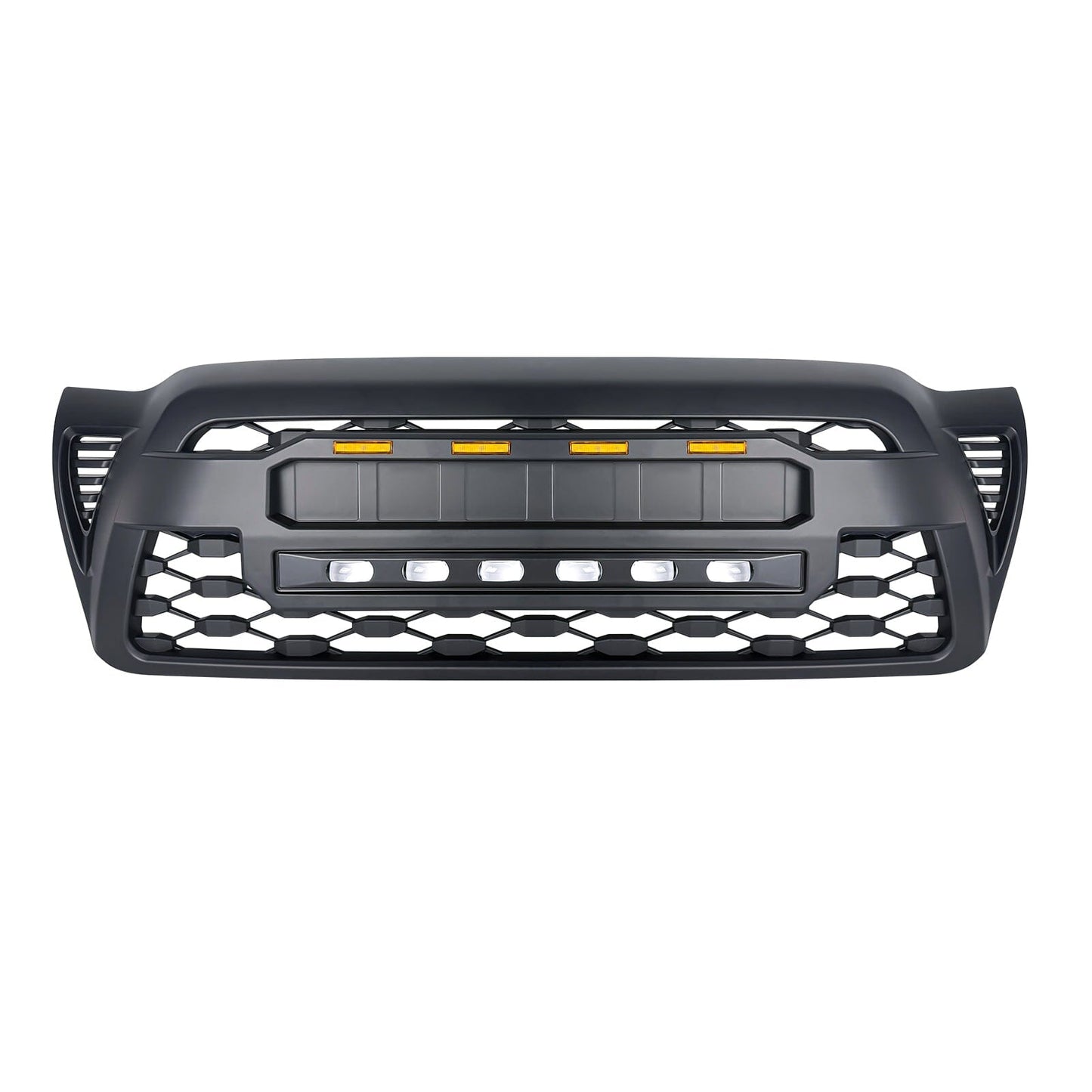 TRD PRO Style Grille w/ LED Off-Road Lights, Amber Lights and DIY Letters for 2005-2011 Toyota Tacoma- Matte Black | Amoffroad