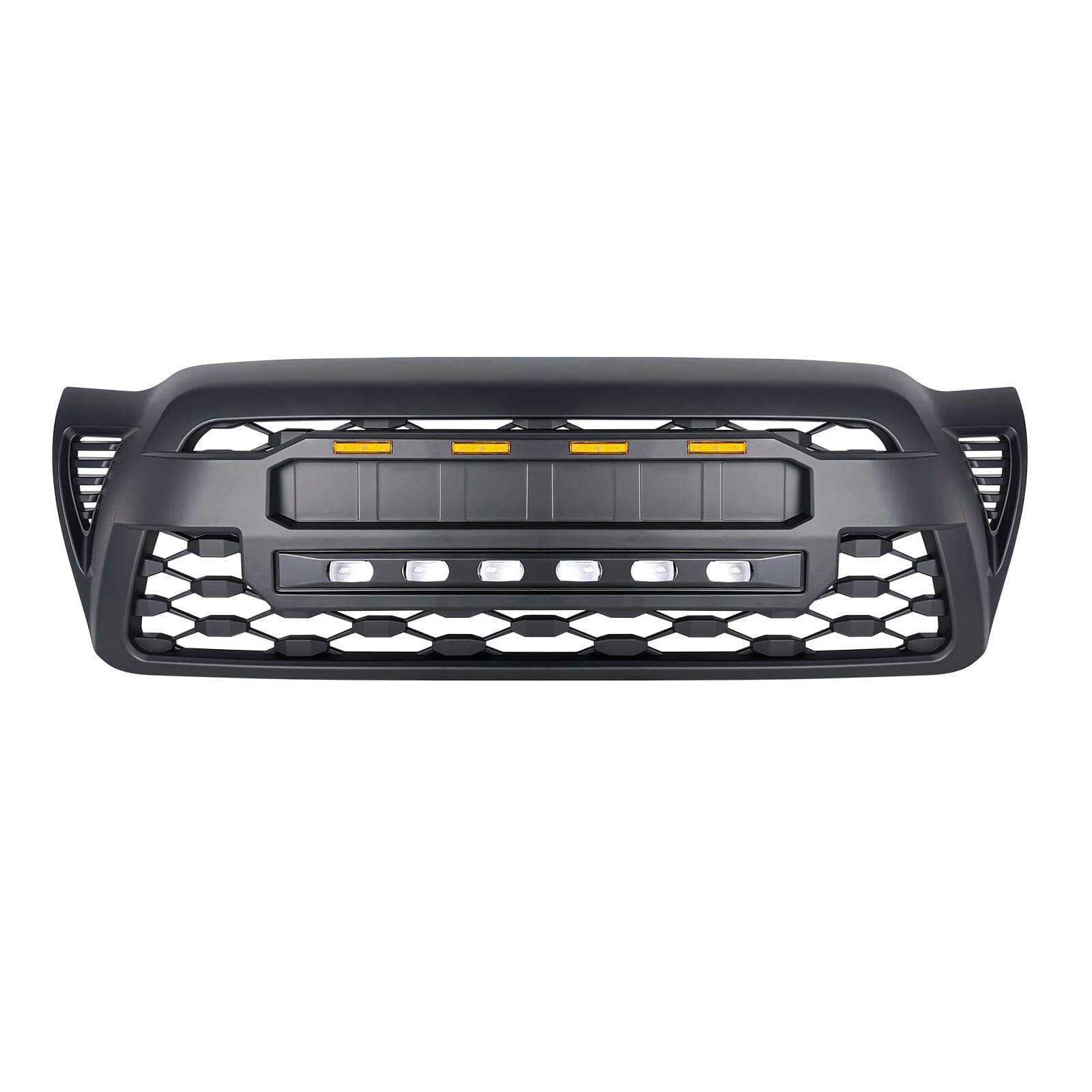 TRD PRO Style Grille w/ LED Off-Road Lights, Amber Lights and DIY Letters for 2005-2011 Toyota Tacoma- Matte Black | Amoffroad