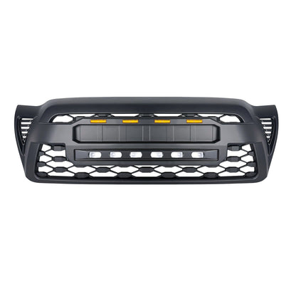 TRD PRO Style Grille w/ LED Off-Road Lights, Amber Lights and DIY Letters for 2005-2011 Toyota Tacoma- Matte Black | Amoffroad