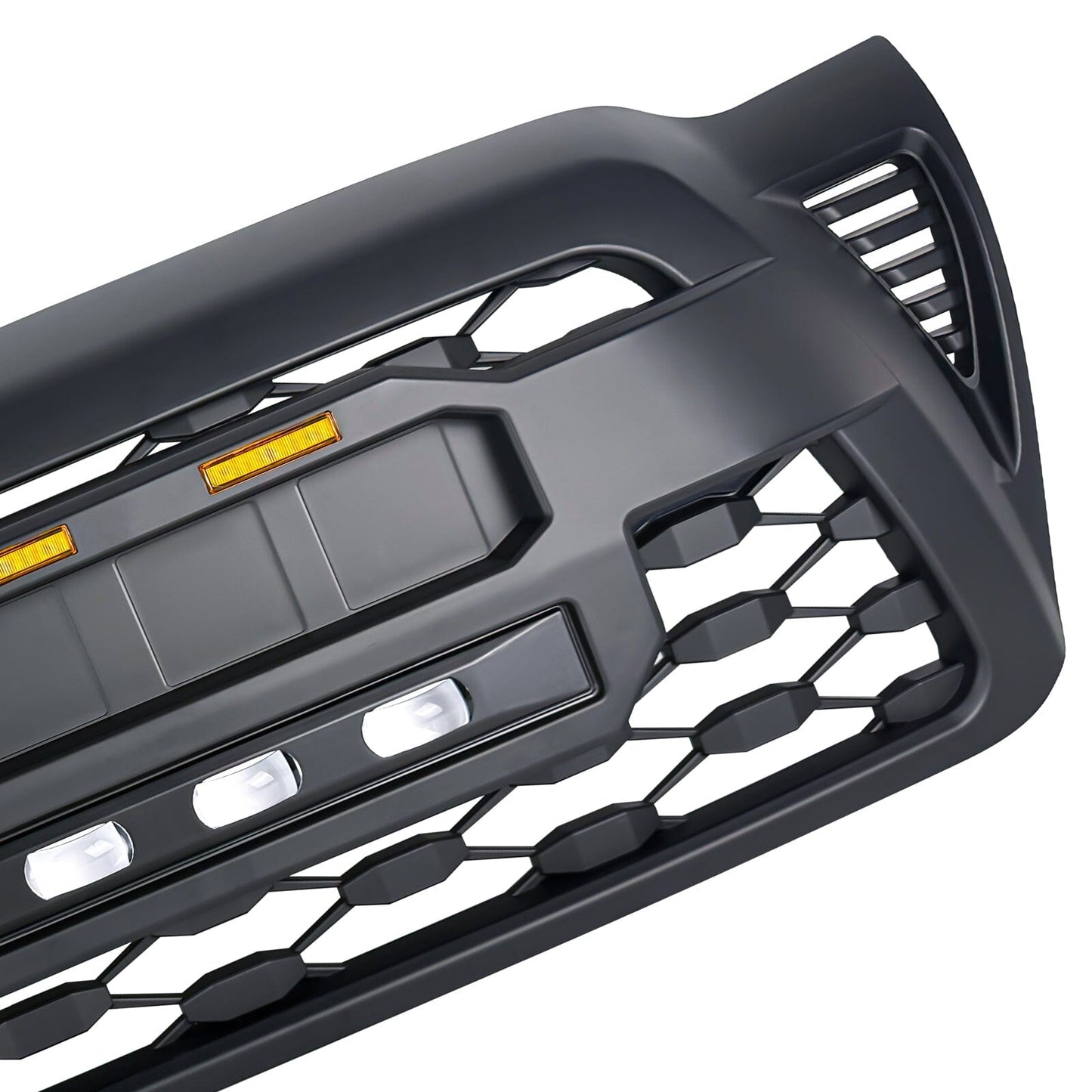 TRD PRO Style Grille w/ LED Off-Road Lights, Amber Lights and DIY Letters for 2005-2011 Toyota Tacoma- Matte Black | Amoffroad