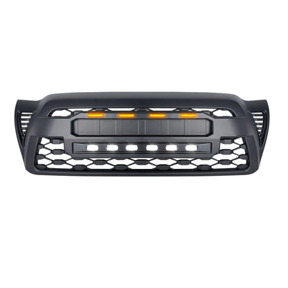 TRD PRO Style Grille w/ LED Off-Road Lights, Amber Lights and DIY Letters for 2005-2011 Toyota Tacoma- Matte Black | Amoffroad