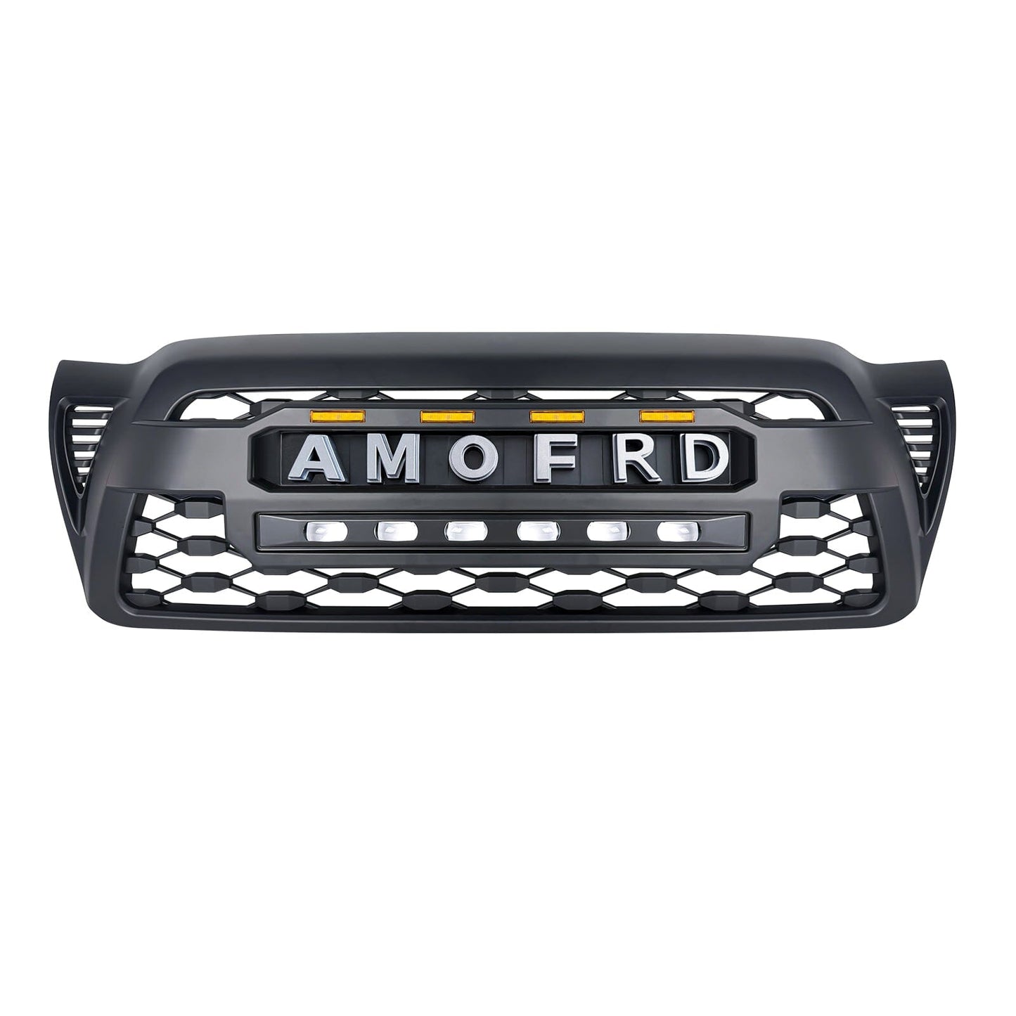 TRD PRO Style Grille w/ LED Off-Road Lights, Amber Lights and DIY Letters for 2005-2011 Toyota Tacoma- Matte Black | Amoffroad