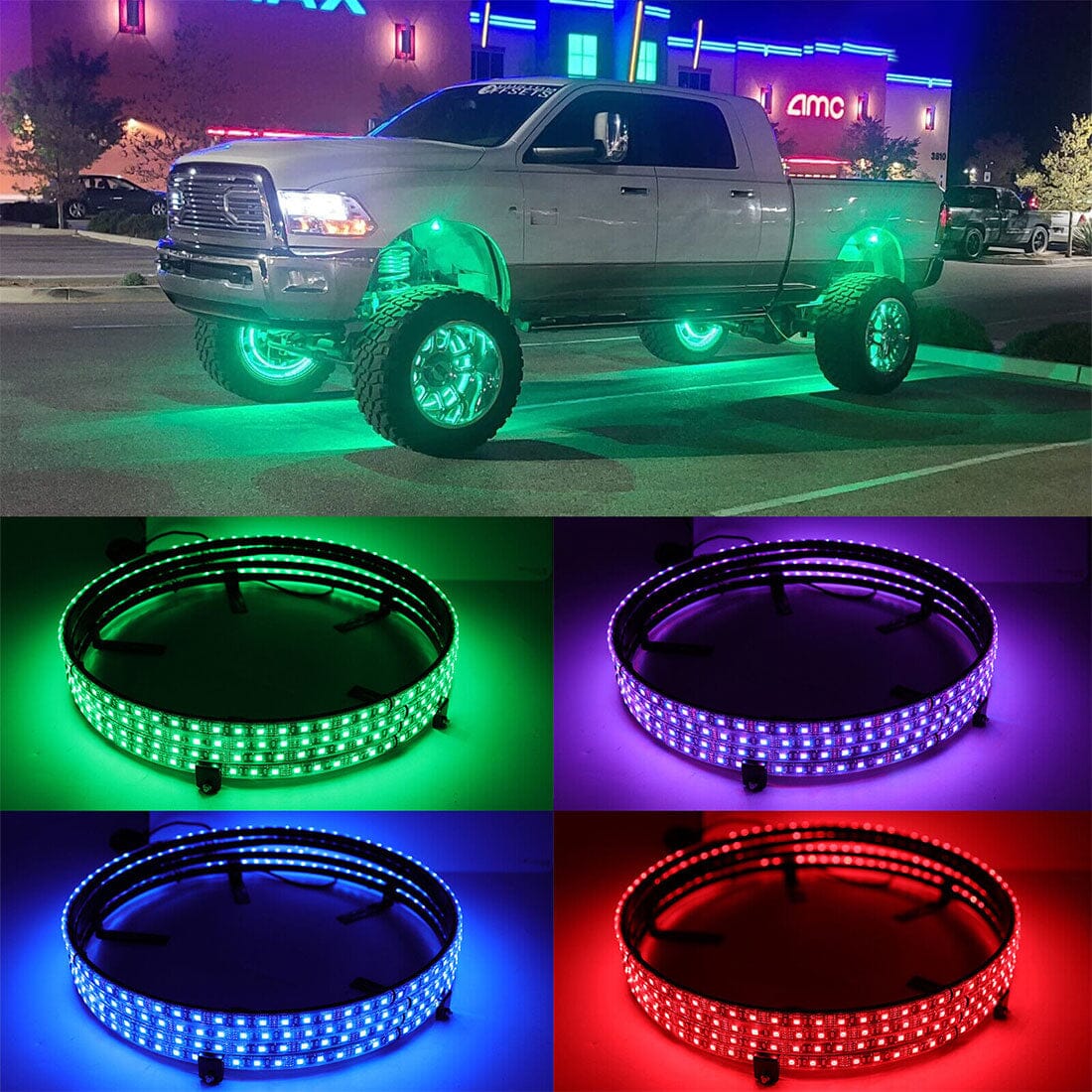 4X 15.5" RGB LED Wheel Ring Light Kit Rim Lights For Dodge Ram 1500 2500 3500