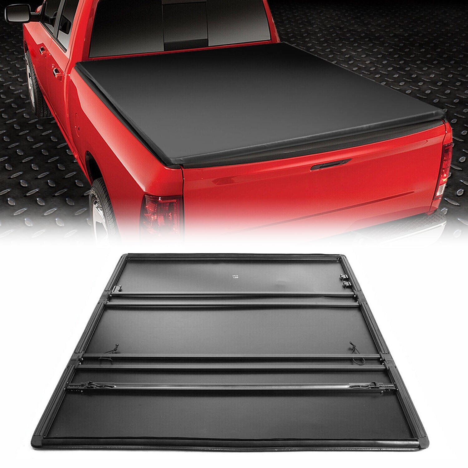 5.7' Bed Triple Fold Adjustable Soft Trunk Tonnage Cover For 2009-2022  Dodge Ram 1500
