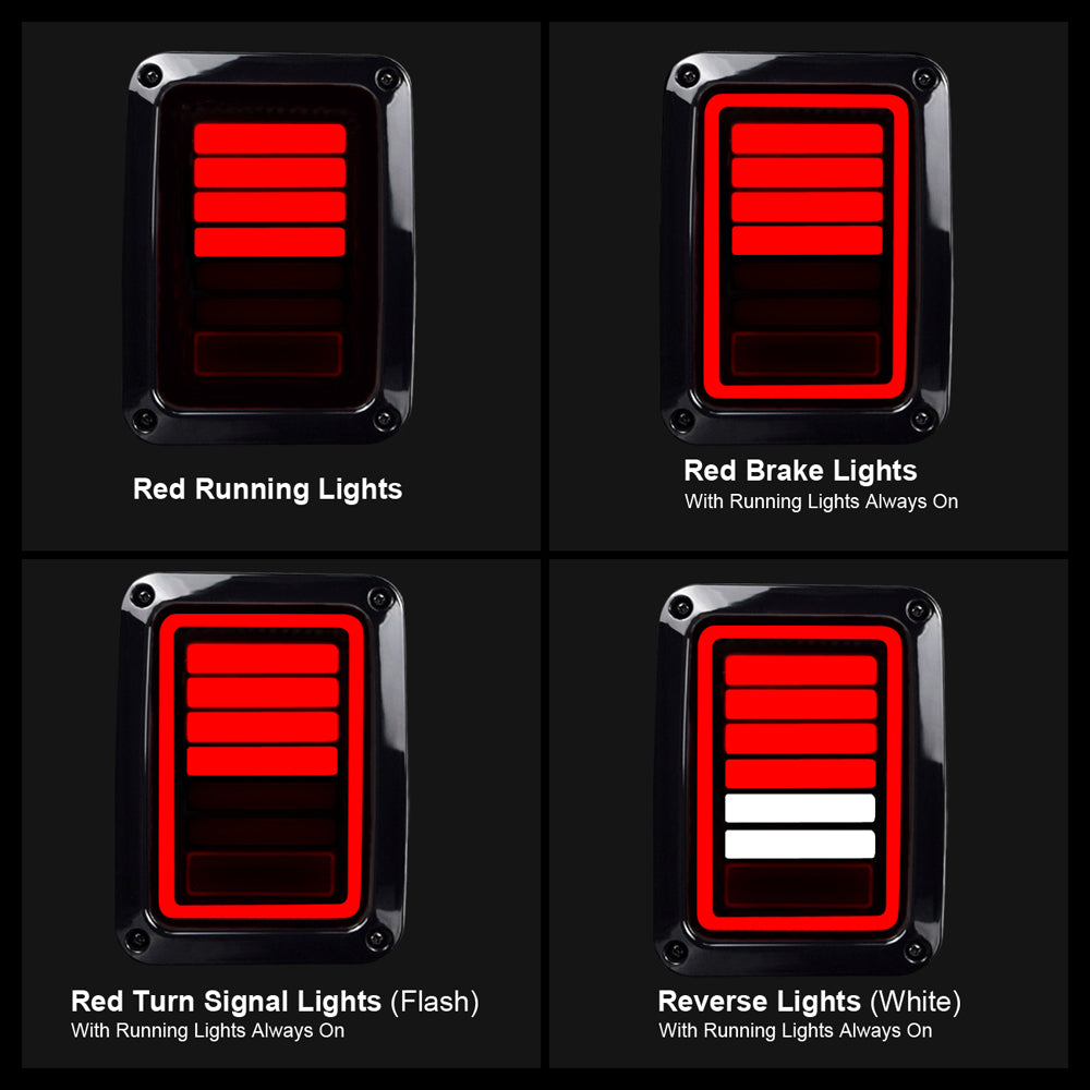 07-18 Jeep Wrangler JK/JKU 6 Bar Style LED Tail Lights 丨Amoffroad