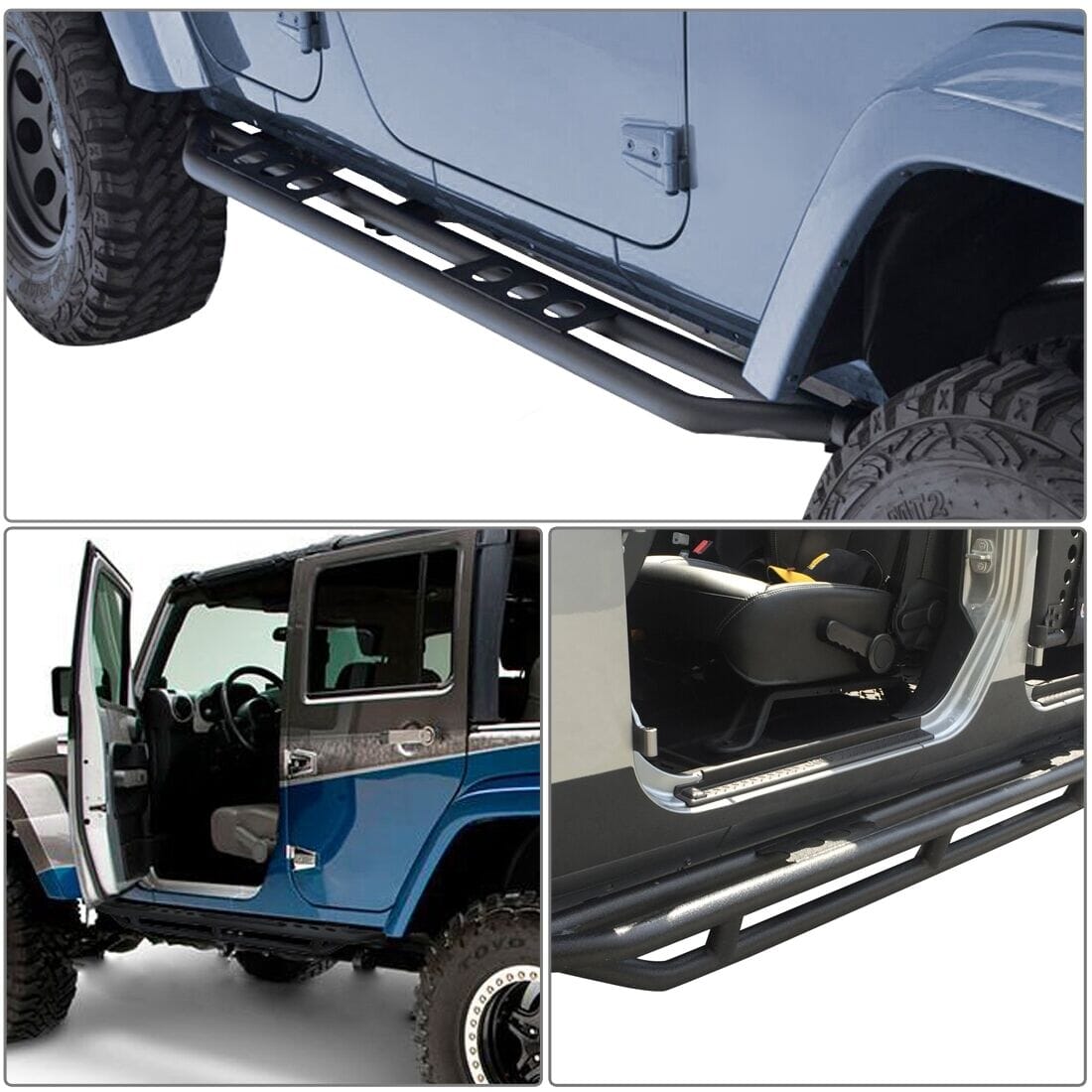 6 Circles Style Side Step Bars for 2007-2018 Jeep Wrangler JK  4 Door