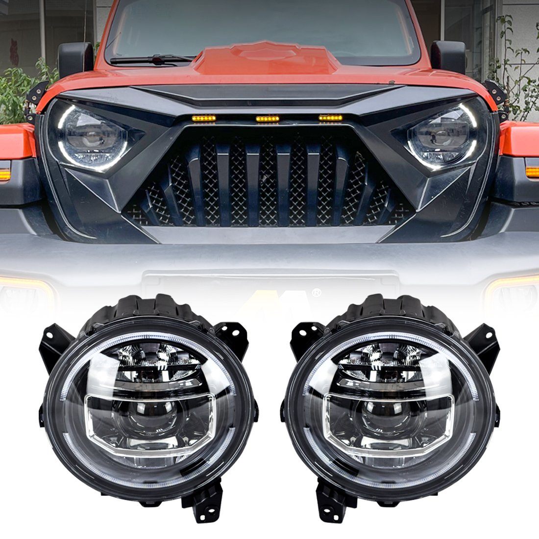 9-Inch LED Halo Headlights w/Start-up Animation for 18-23 Jeep Wrangler ...