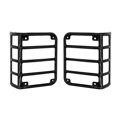 Aluminum Door Grab Handle Inserts & Black Gas Fuel Tank Cover & Black Euro Tail Light Covers & Glossy Black Clip-in Mesh Grill Inserts Combo for 07-18 Jeep Wrangler JK/JKU丨Amoffroad
