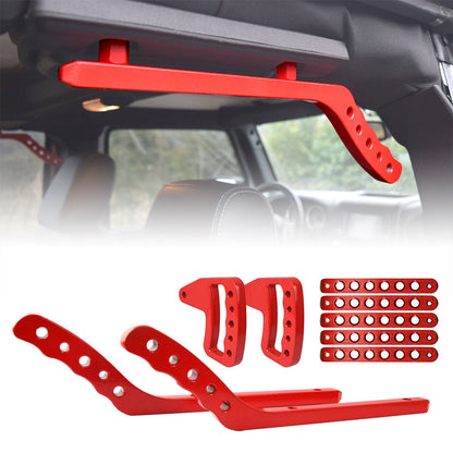 Aluminum Front & Rear Grab Handles & Door Grab Handle Inserts Cover Combo-Red for 07-18 Jeep Wrangler JK/JKU丨Amoffroad