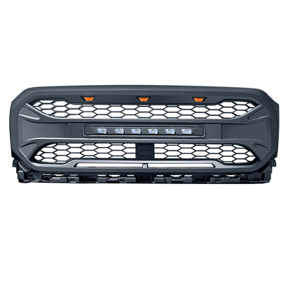 21-22 Ford F150 Armor Grille w/Off-Road Lights- Matte Black | AMOFFROAD