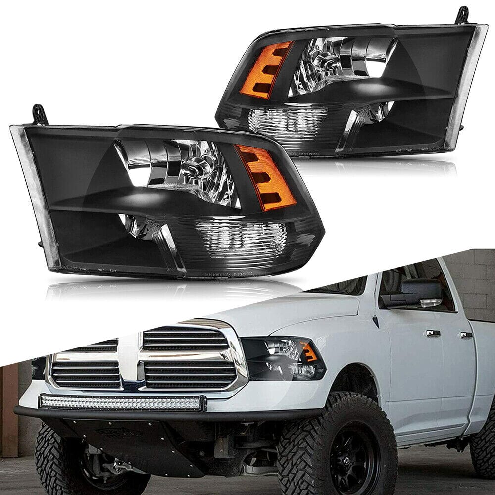 Black LED Headlights without Bulbs For 2009-2018 Dodge Ram 1500 2500 3500