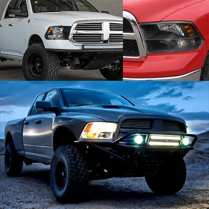 Black Headlights without Bulbs For 2009-2018 Dodge Ram 1500 2500 3500