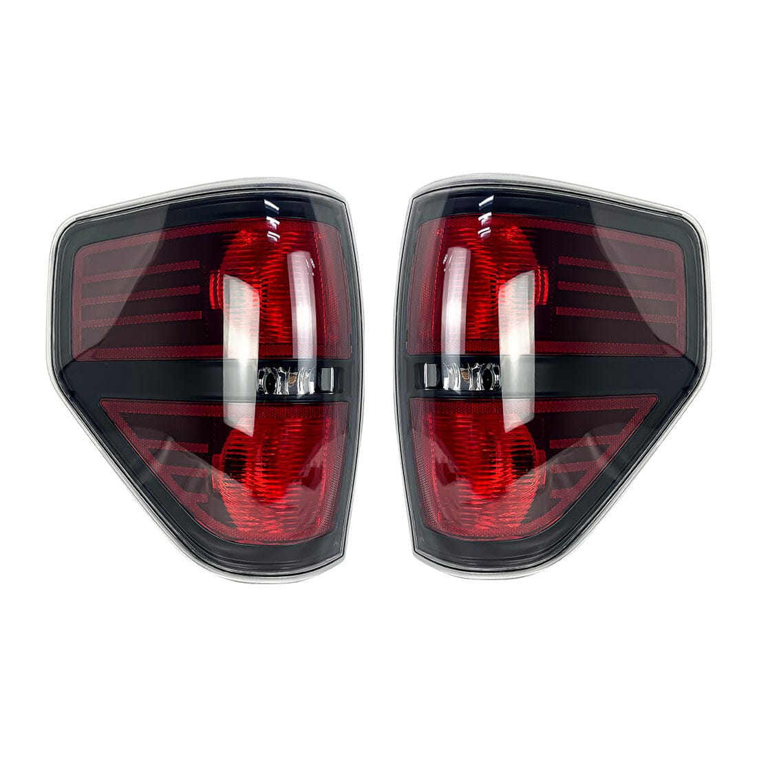 Passenger RH Tail Light Assembly For Ford F150 2009-2014 | Red/Clear Halogen With Chrome Housing