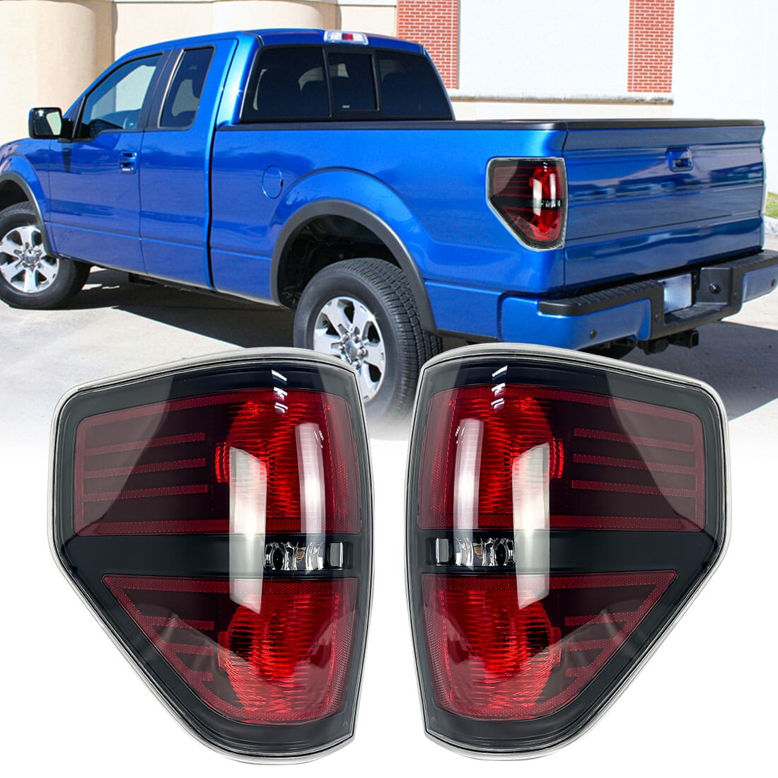 LED Tail Lights Brake Lamps Assembly-Black Housing without light bulbs