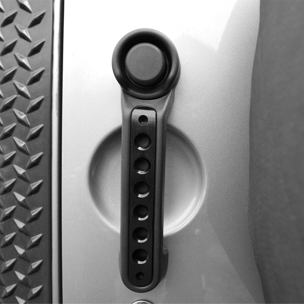 Black Locking Hood Catch Kit & Aluminum Door Grab Handle Inserts Cover Combo for 07-18 Jeep Wrangler JK/JKU丨Amoffroad