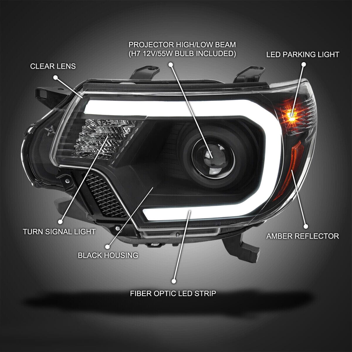 NEW DRIVER'S SIDE HEADLIGHT LH FOR 2012-2015 TOYOTA TACOMA – CLEAR, HALOGEN, HALO