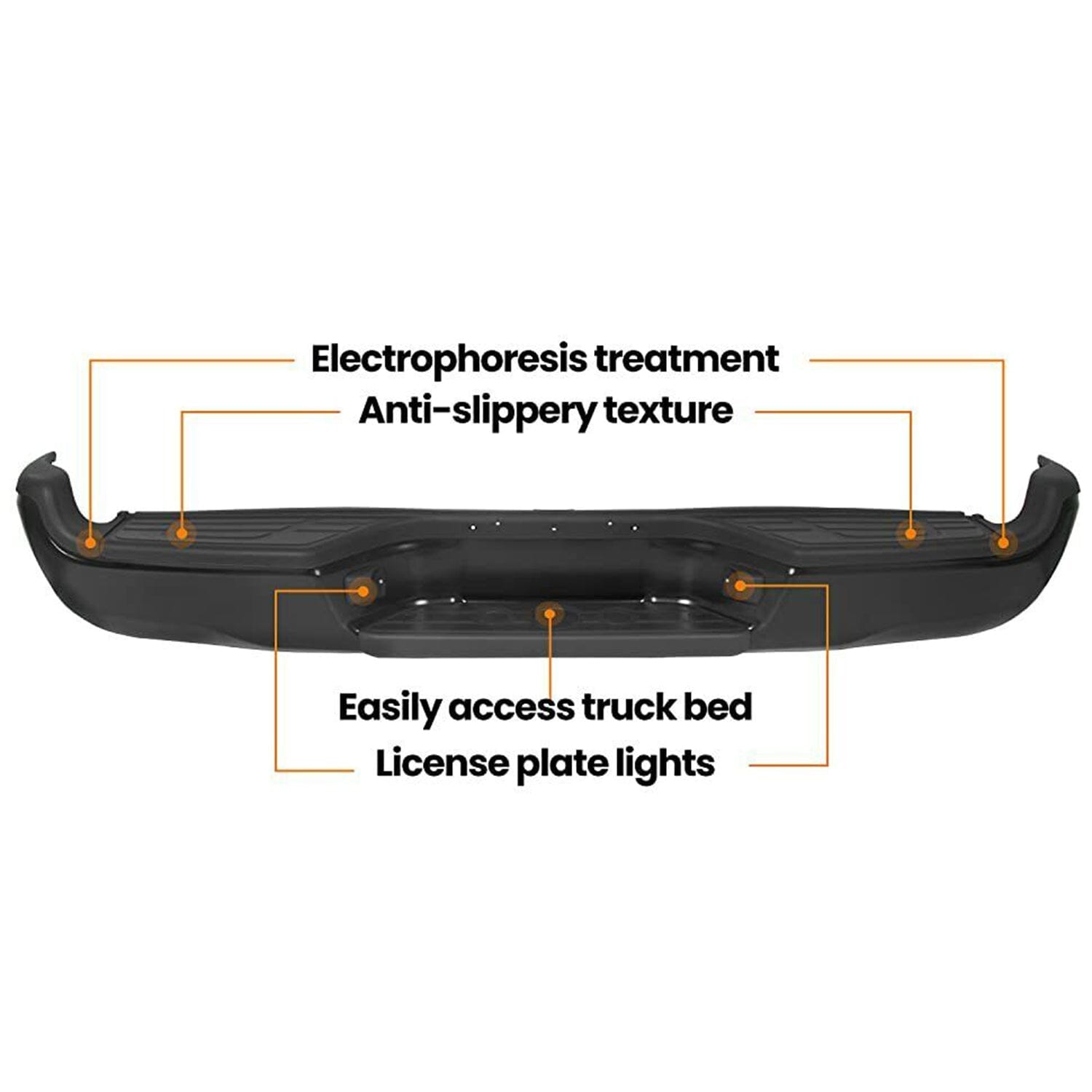 Black Steel Rear Bumper For 2005-2015 Toyota Tacoma