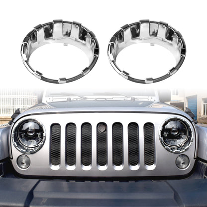 Chrome diamond 7 inch Headlight Bezel for 07-18 Jeep Wrangler JK JKU