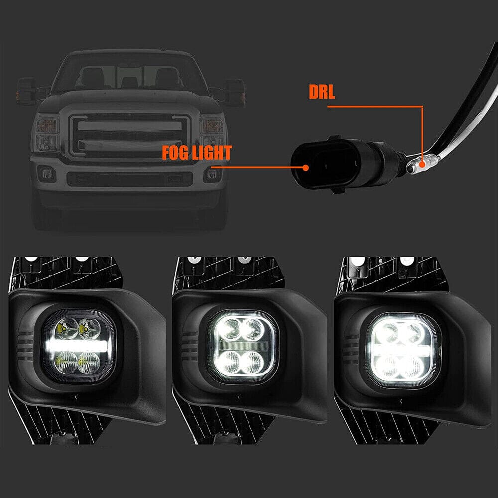 Daytime Running Lights LED Fog Light Assembly For 2011-2016 Ford F250 F350 F450