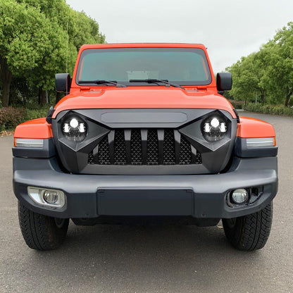 Jeep Wrangler JL Demon Grille w/ Mesh - Matte Black & Smoked Headlights Combo