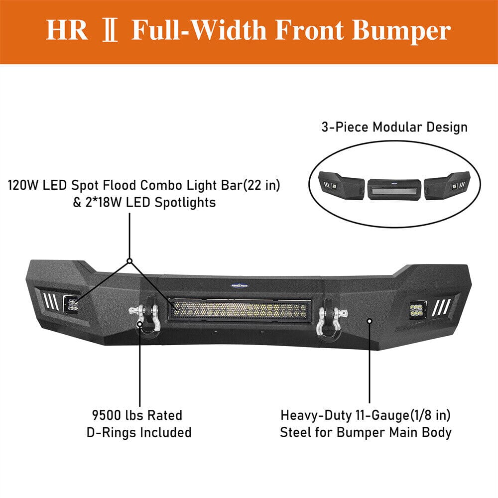 Front Bumper Guard wLED Light Bar For 2006 2007 2008 Dodge Ram 1500