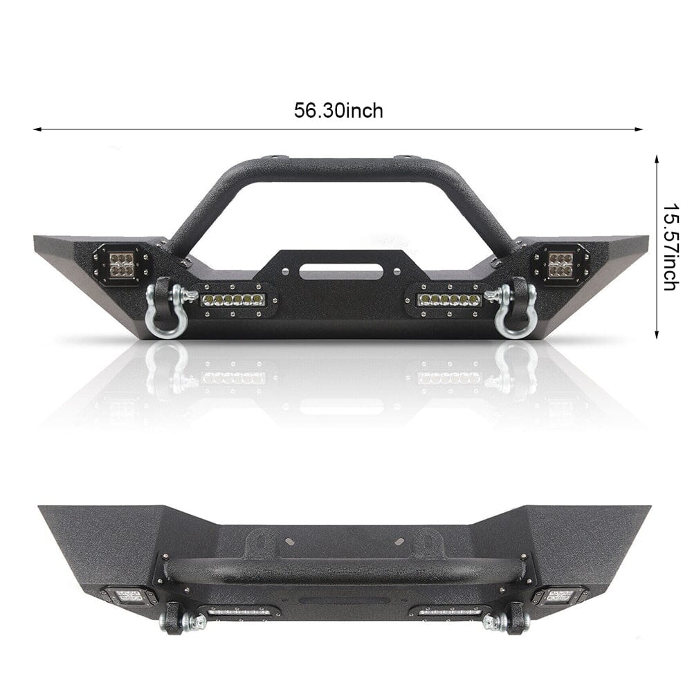 Front Bumper W/ Led Lights Winch Plate For 87-06 Jeep Wrangler TJ