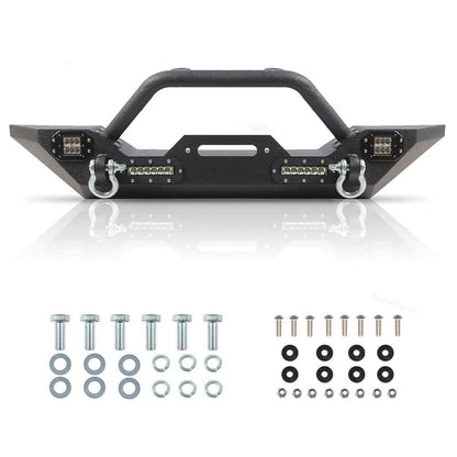 Front Bumper W/ Led Lights Winch Plate For 87-06 Jeep Wrangler TJ &YJ
