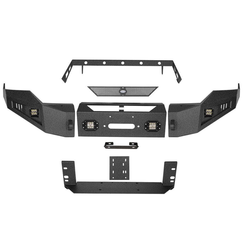 Black Mesh Front Grille With Off-Road Lights For 2013-2018 Dodge Ram 1500 | Meigai